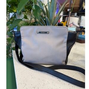 Nine West Crossbody Bag Taupe Black Colorblock Pebbled Faux Leather Handbag
